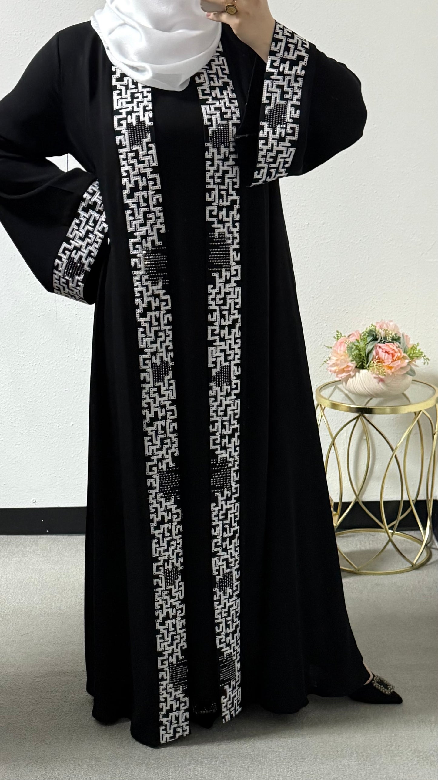 Two piece embroidery abaya set