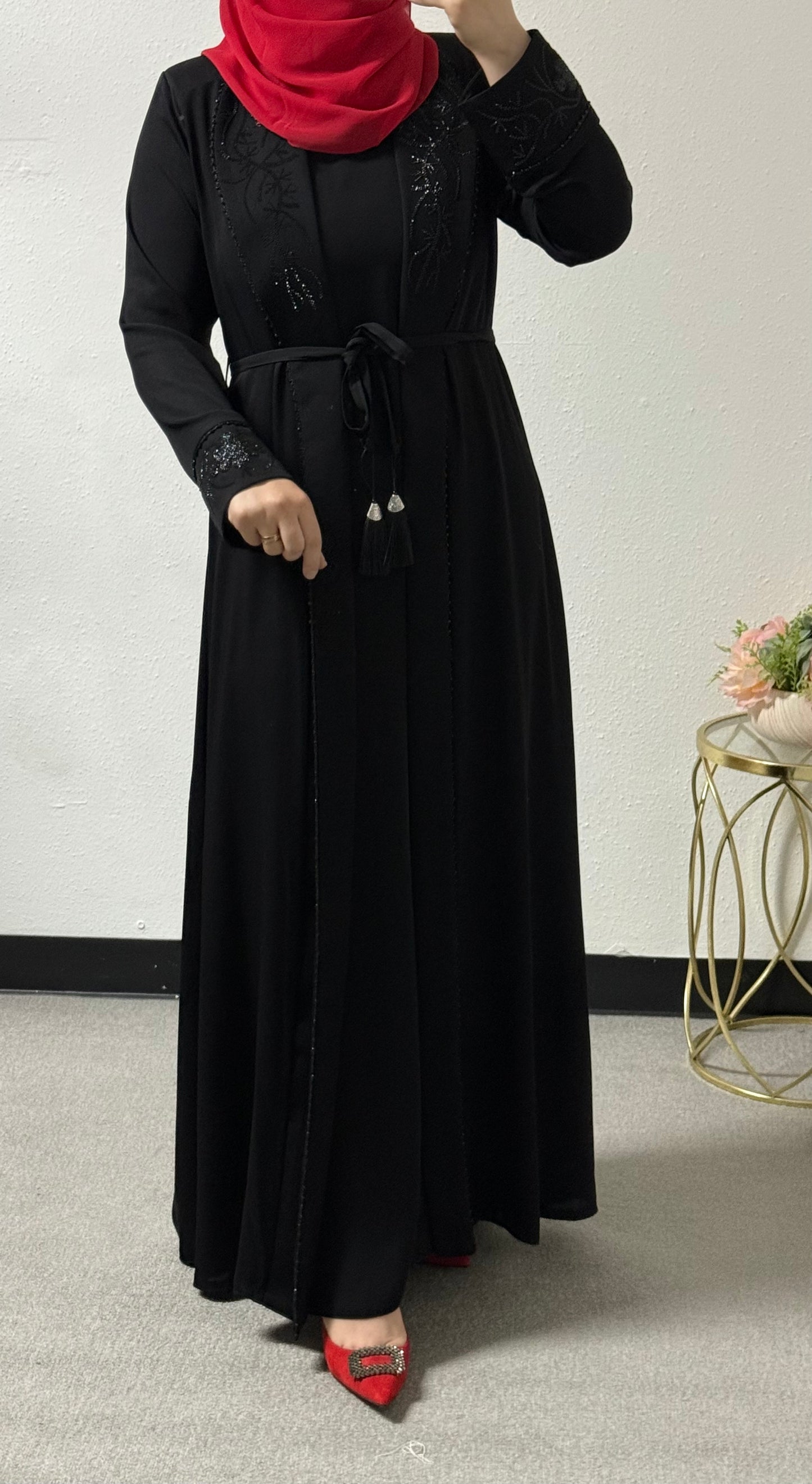 2-piece intricate beads abaya set