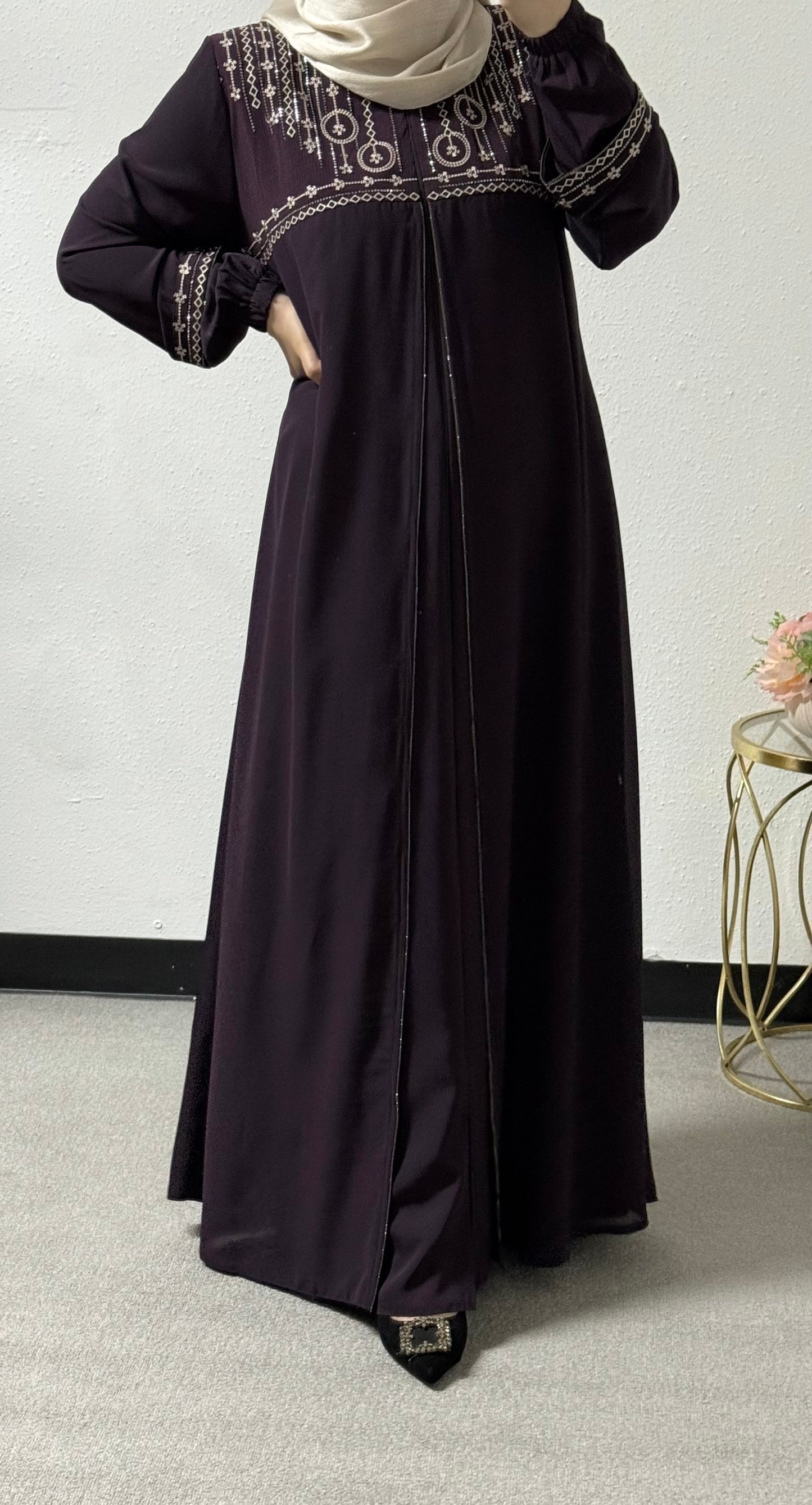 Embroidered plus size abaya