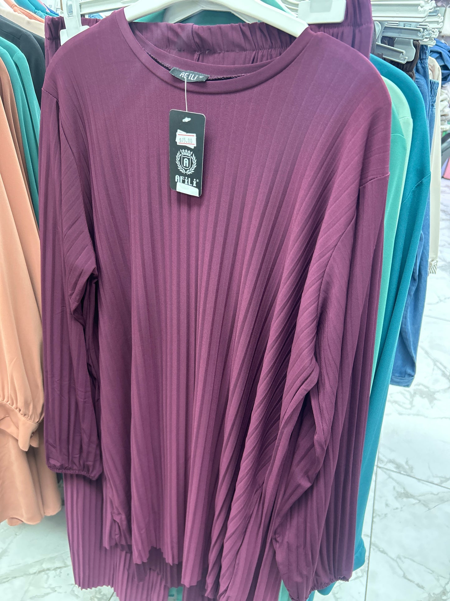 Two-Piece free size pleated Lycra set