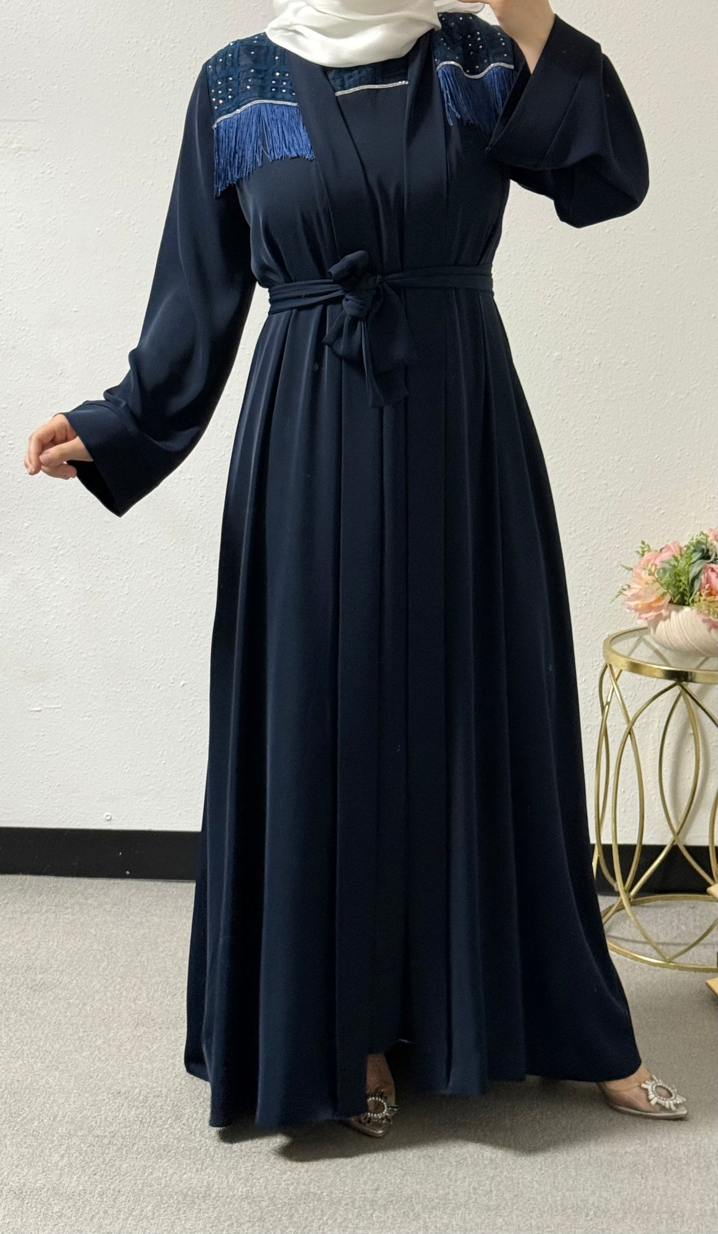 Two-piece beaded abaya set