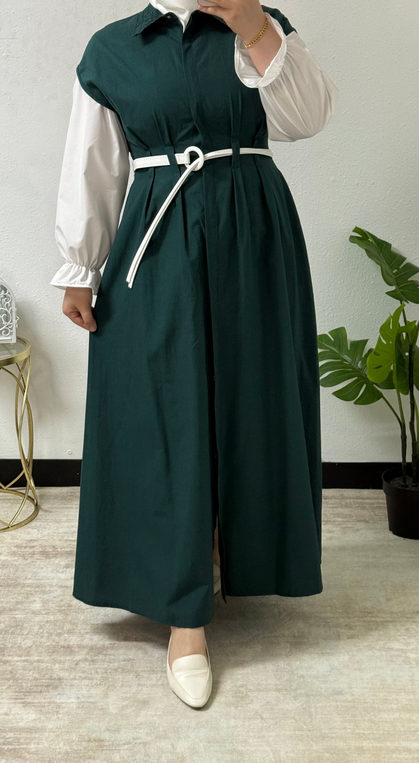 Embroidered Collar Classic Dress