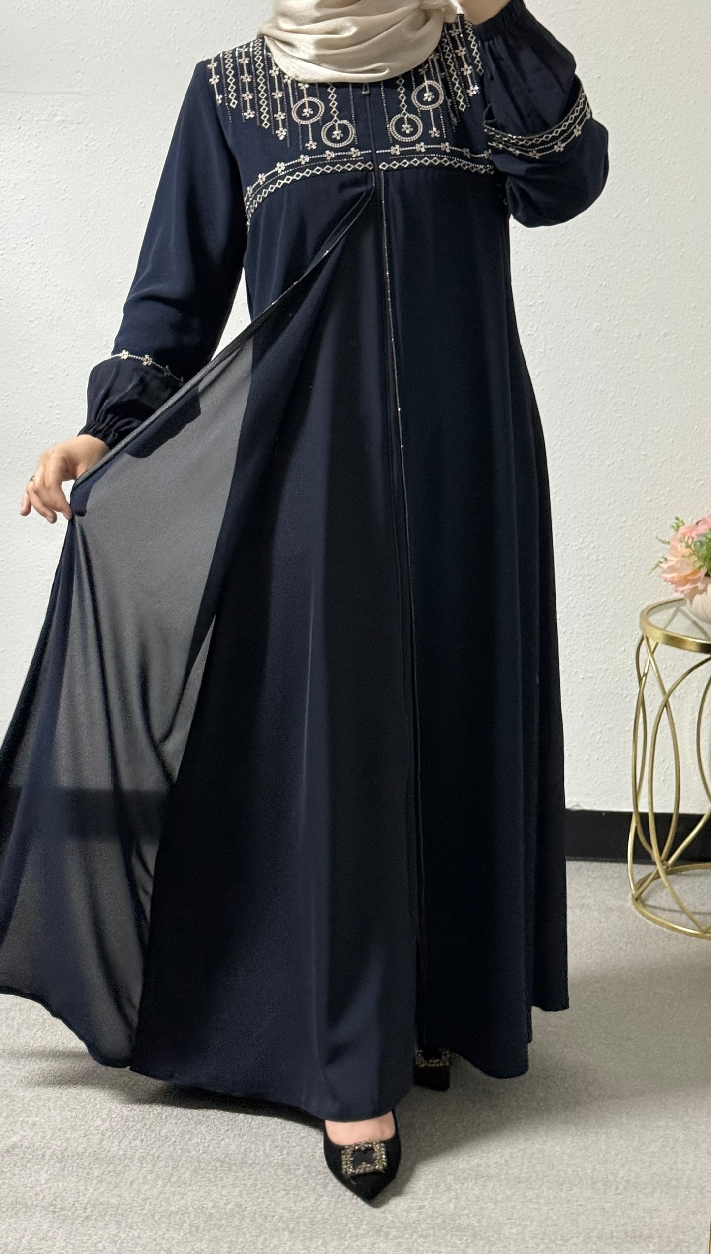 Embroidered plus size abaya