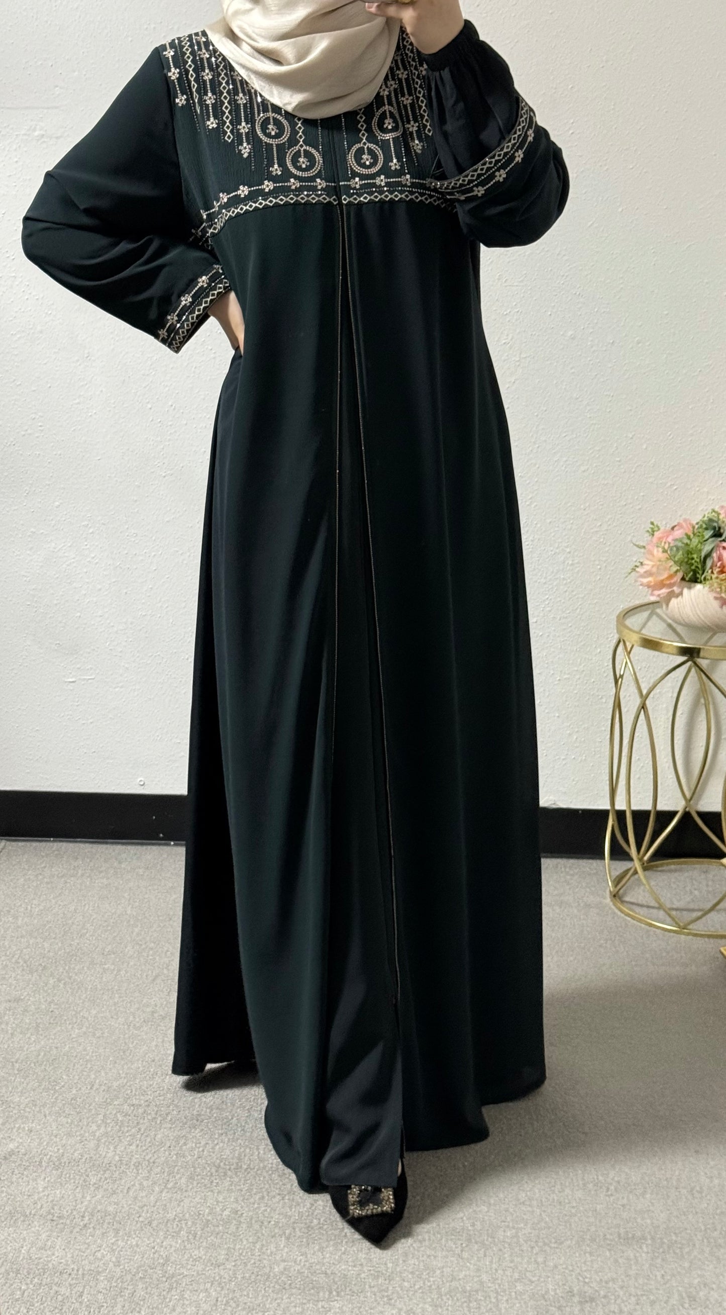 Embroidered plus size abaya