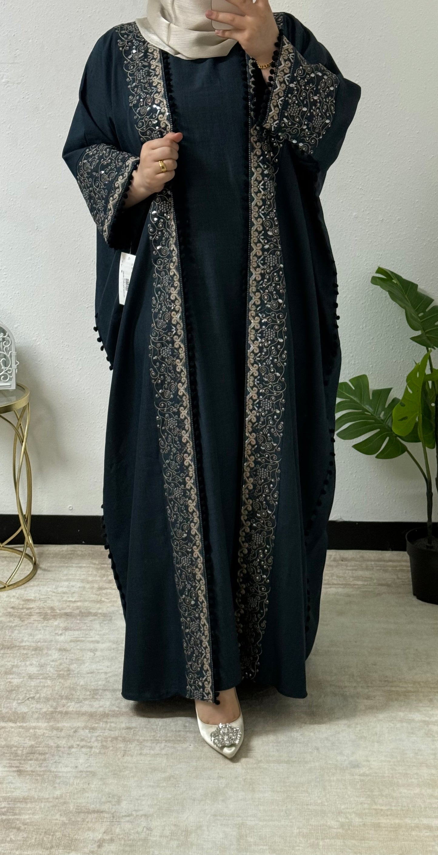 Delicate Thread Work Abaya Set