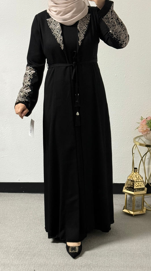 Collared two-piece abaya