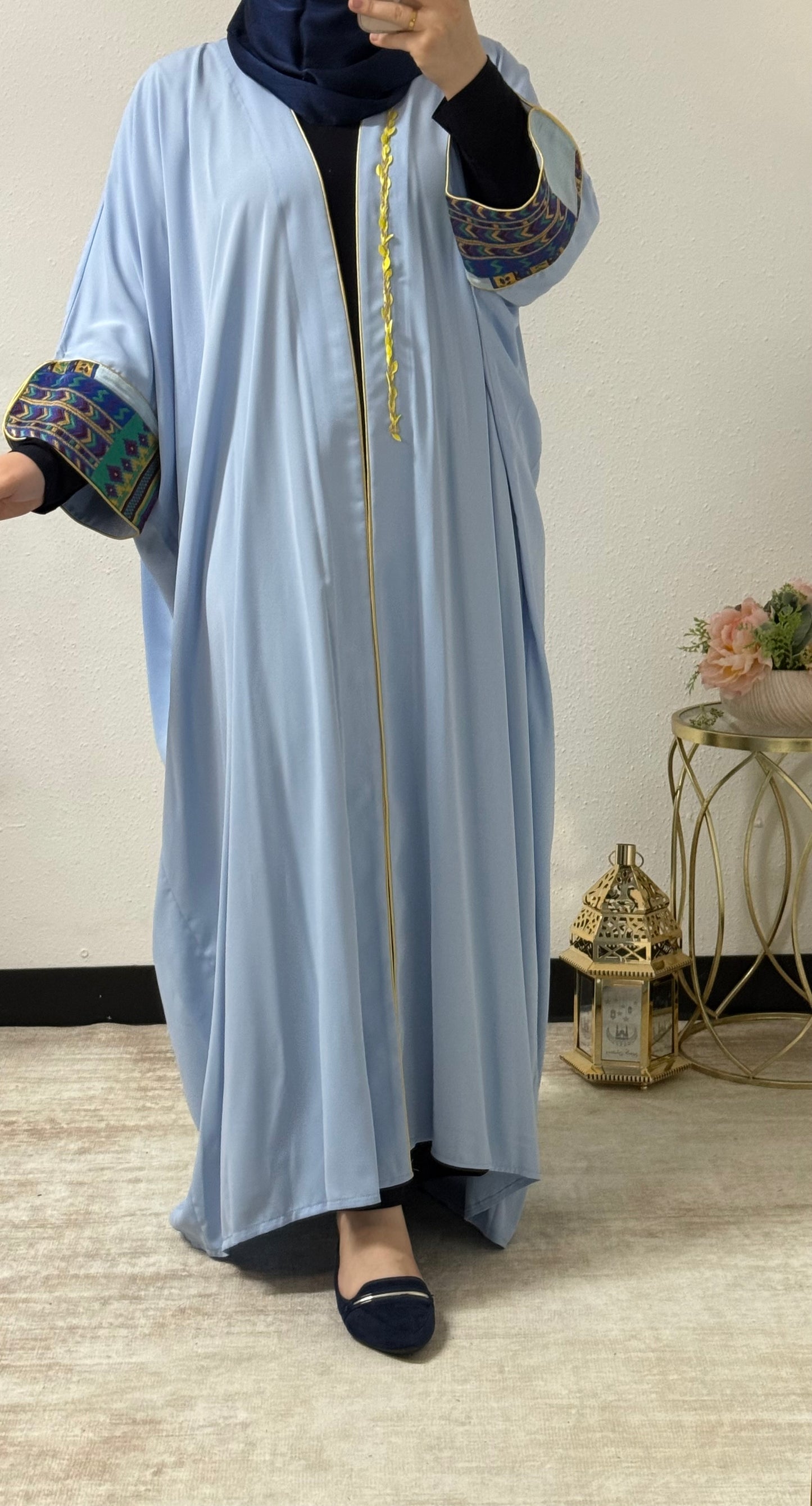 Colorful embroidery butterfly abaya