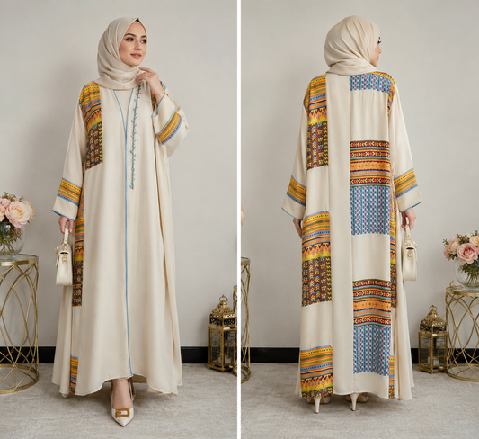 Colorful embroidery butterfly abaya