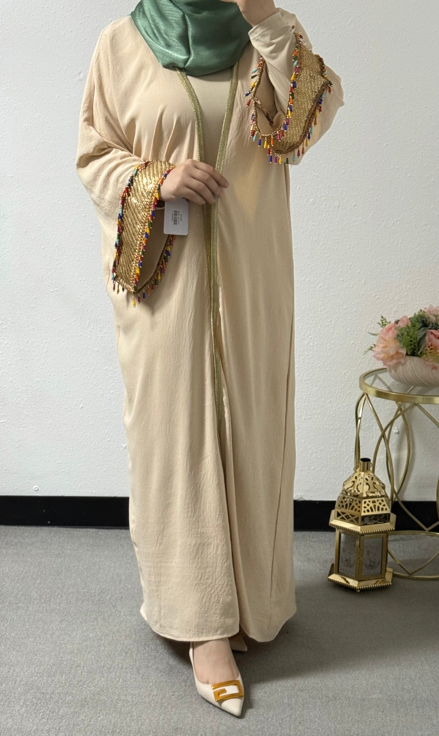 Ramadan colorful tassel abaya