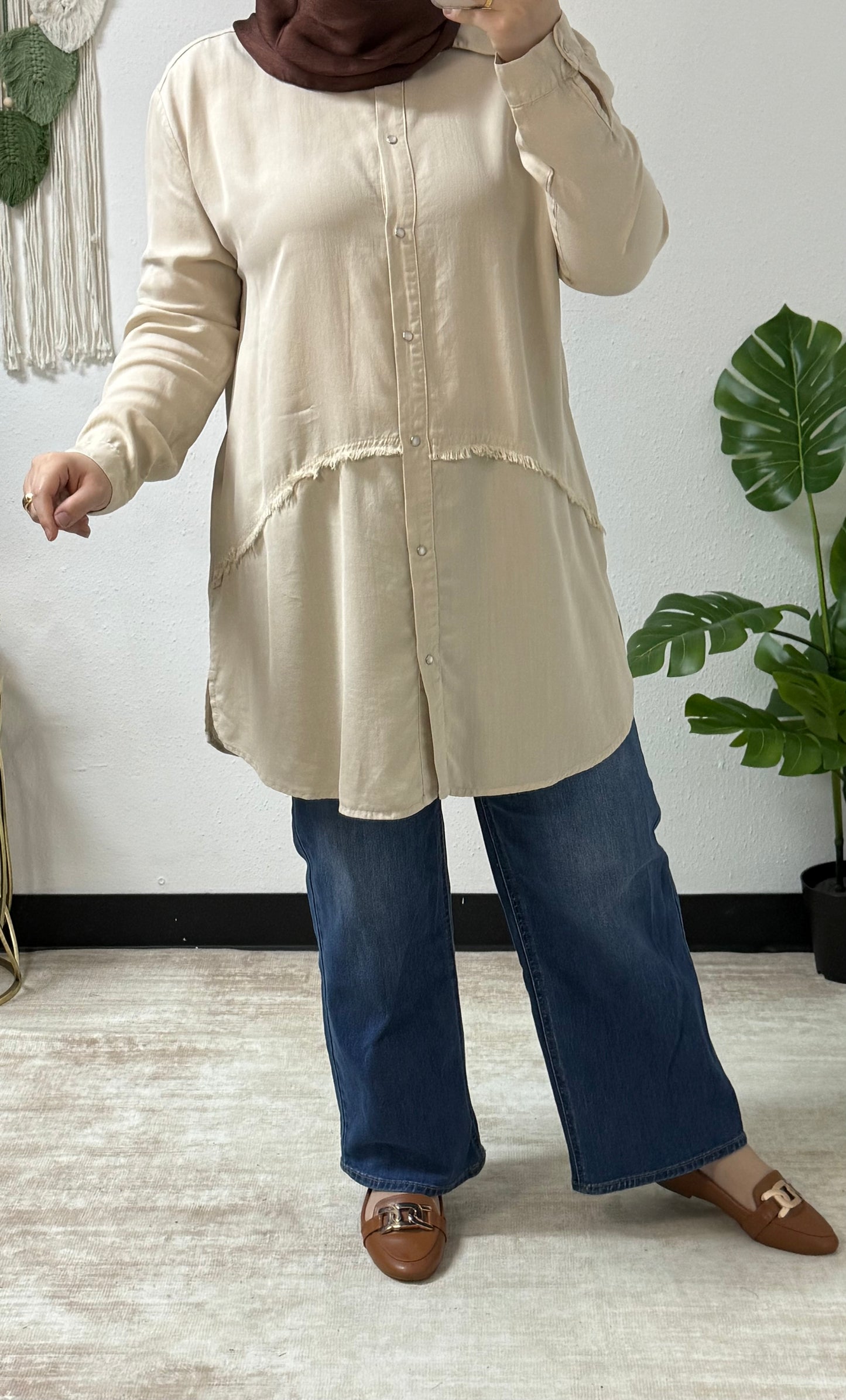 Thread detail plus size shirt