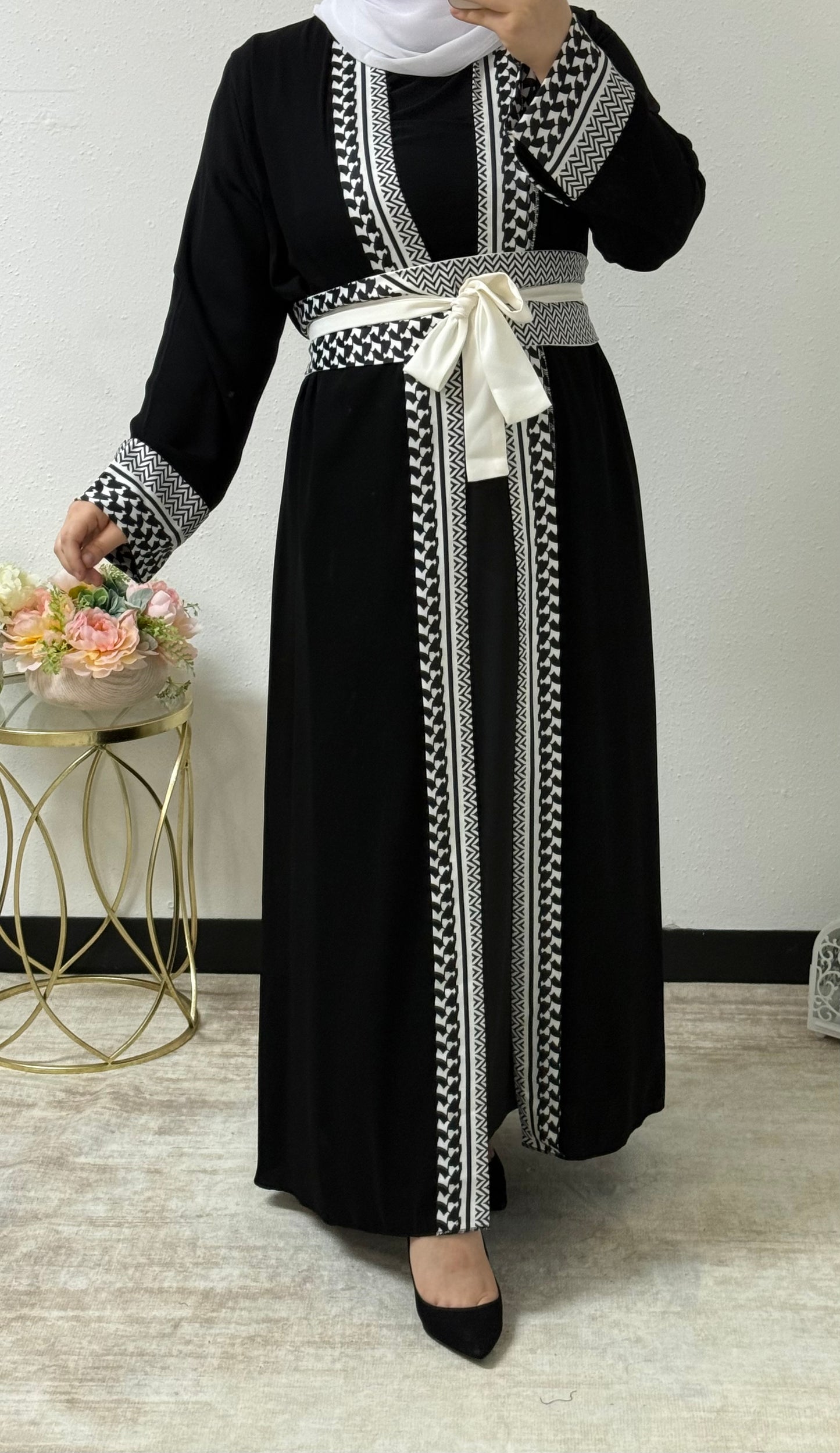 Keffiyeh Print Abaya Dress Set