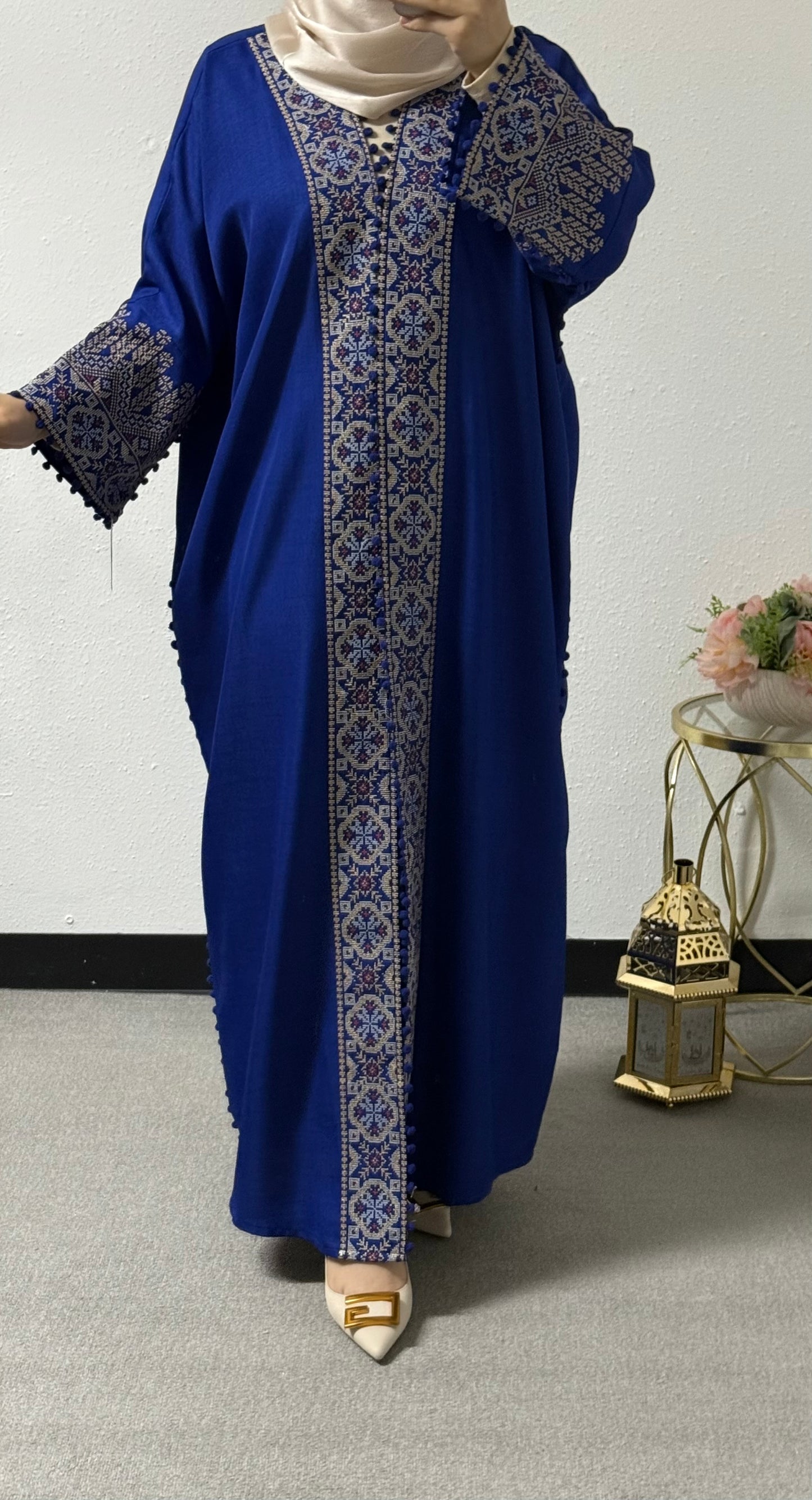 Open embroidered abaya