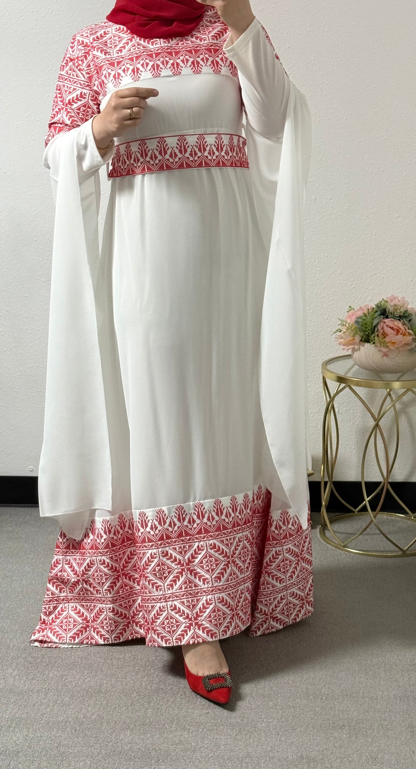 Two-piece embroidered chiffon dress