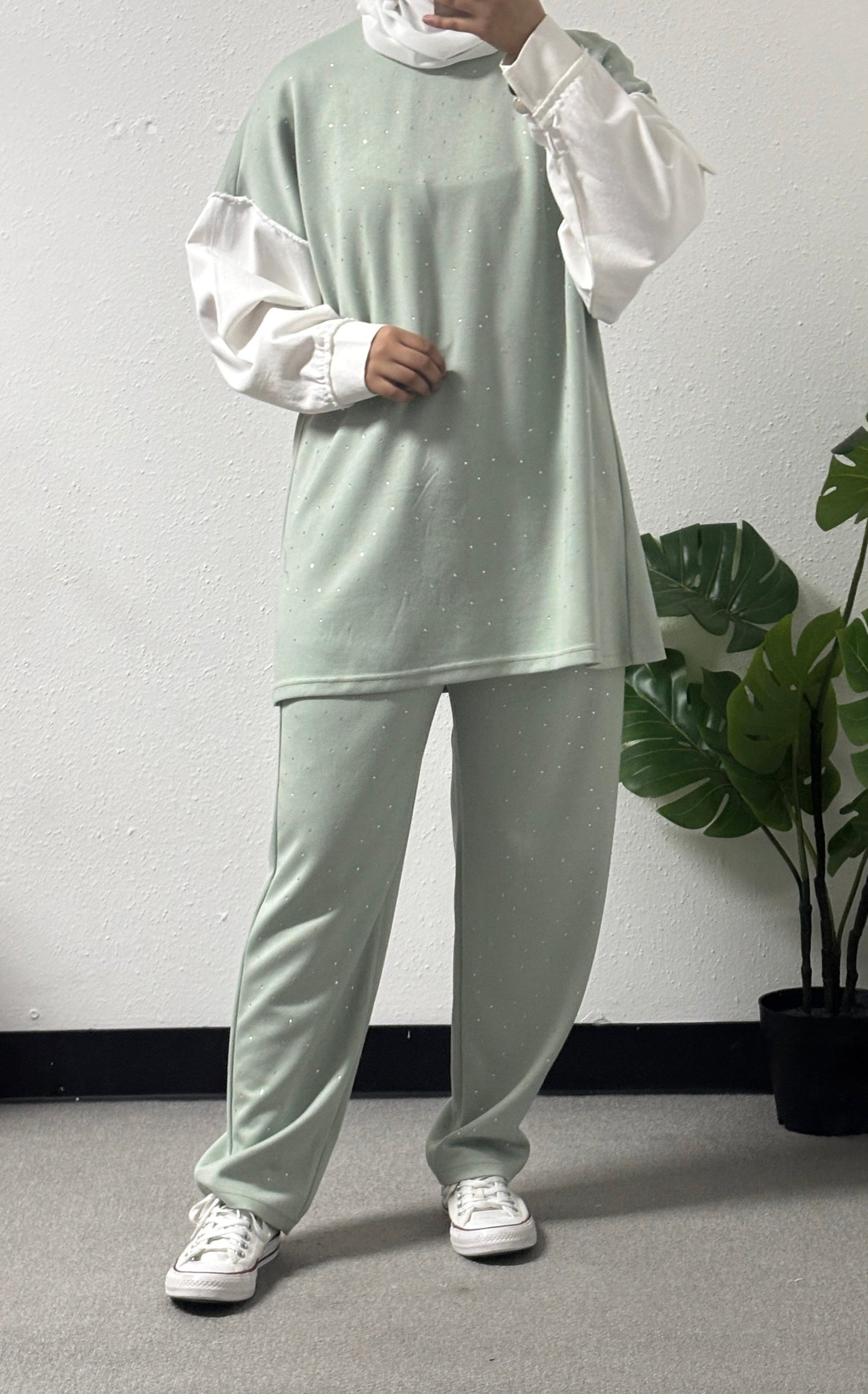 Two-piece cotton tracksuit set