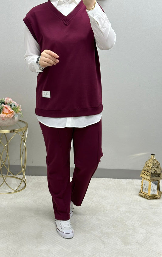 Three-piece Tracksuit set with white shirt underneath