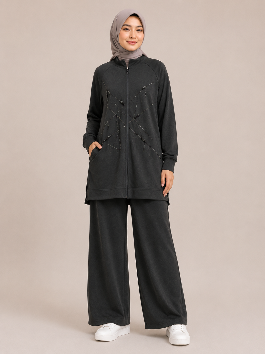 Delicate Stones Accent Tracksuit Set