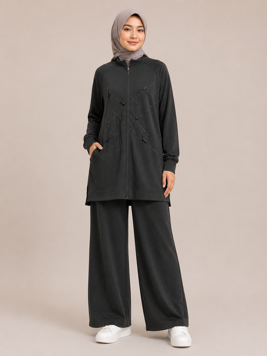 Delicate Stones Accent Tracksuit Set
