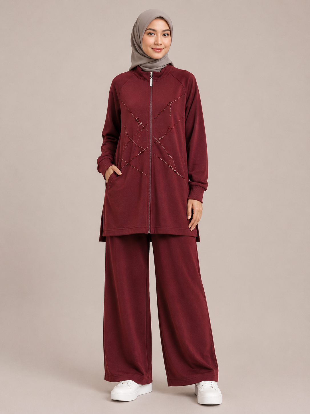 Delicate Stones Accent Tracksuit Set