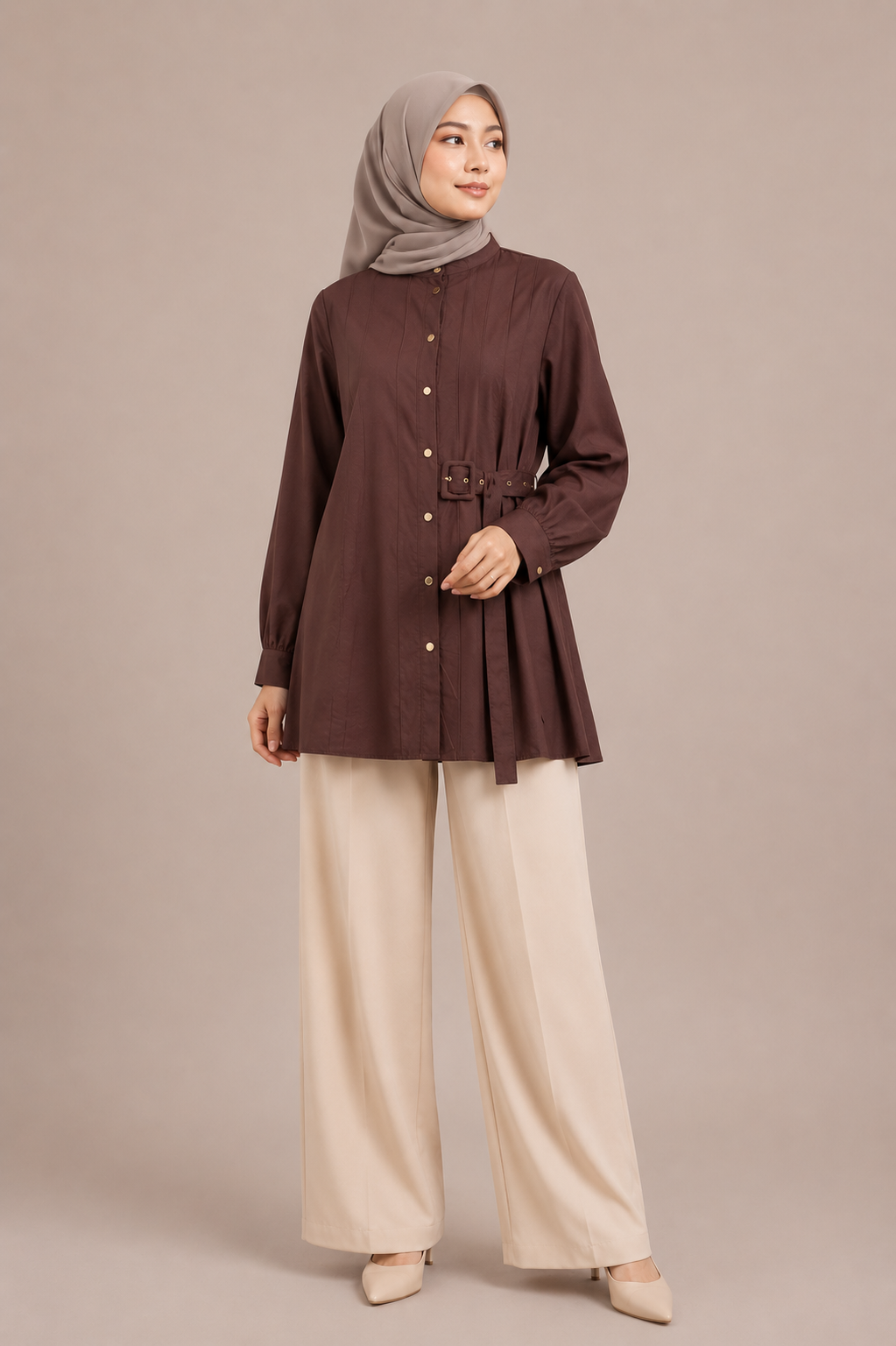 Gold Button Accent Blouse