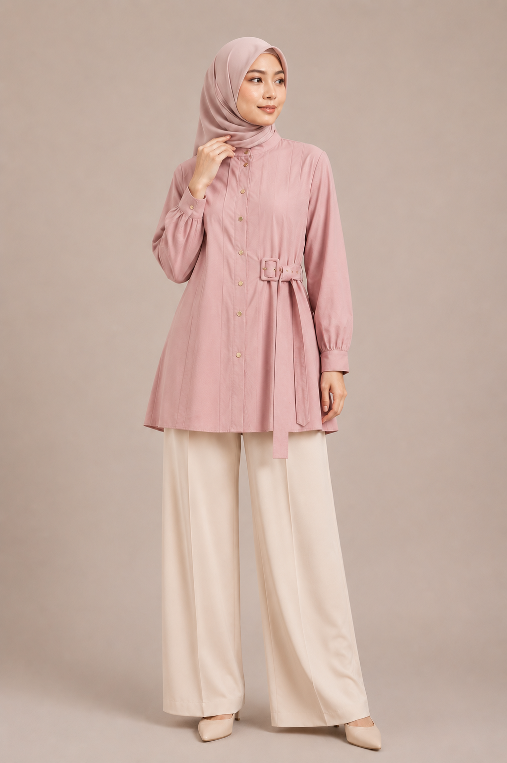 Gold Button Accent Blouse