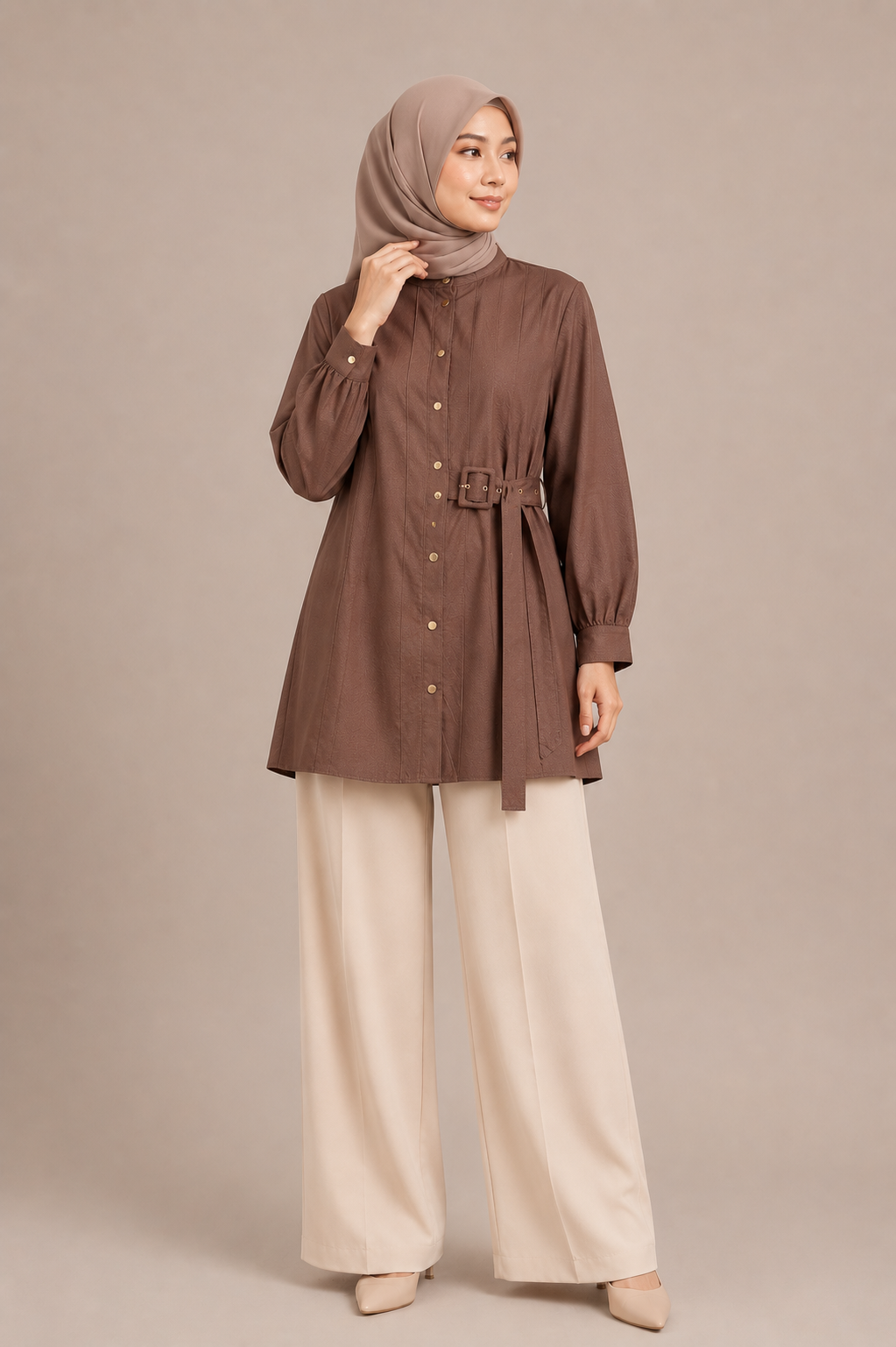 Gold Button Accent Blouse