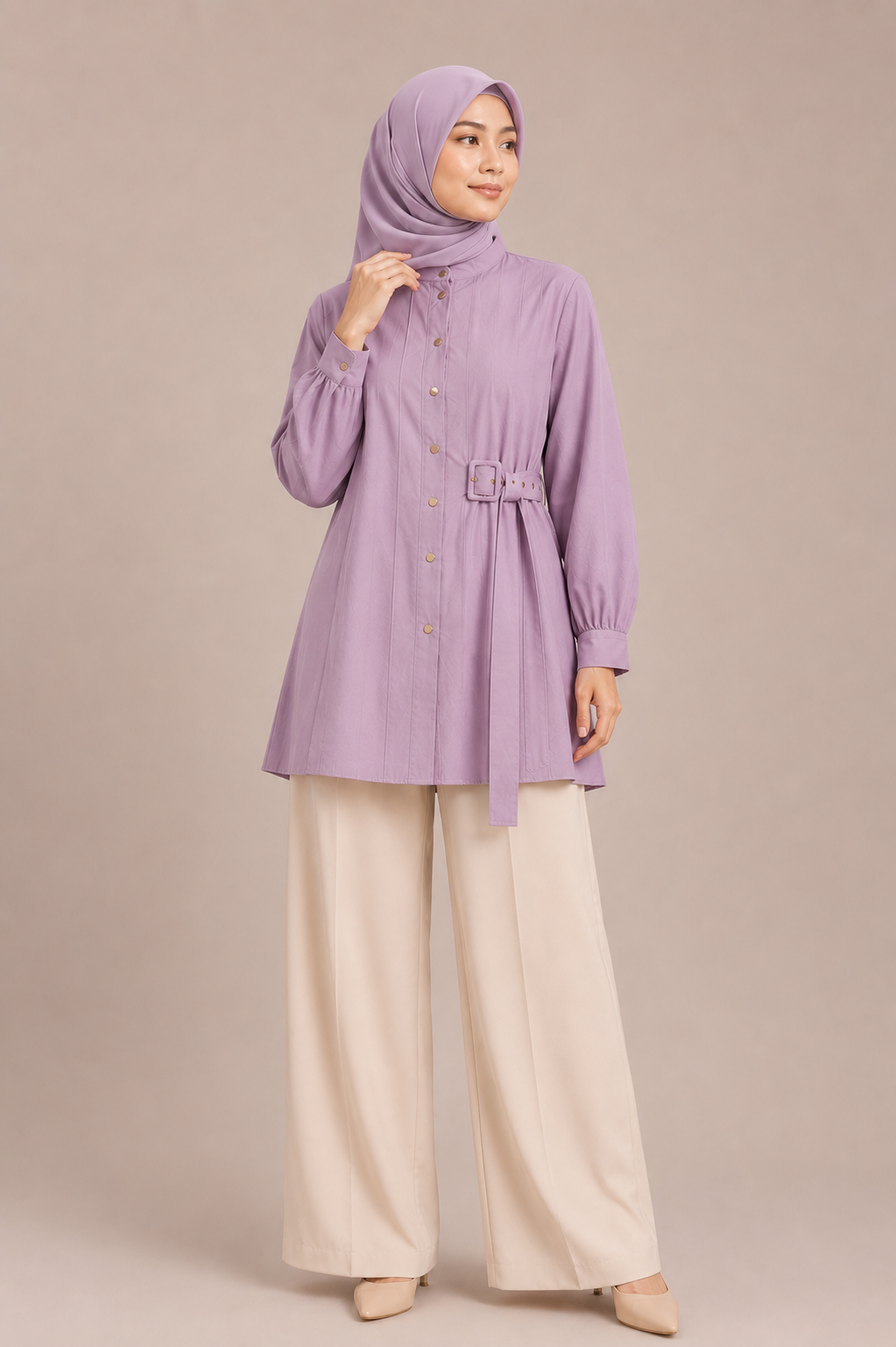 Gold Button Accent Blouse