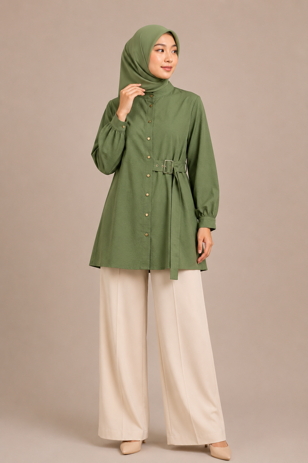 Gold Button Accent Blouse