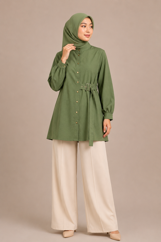 Gold Button Accent Blouse