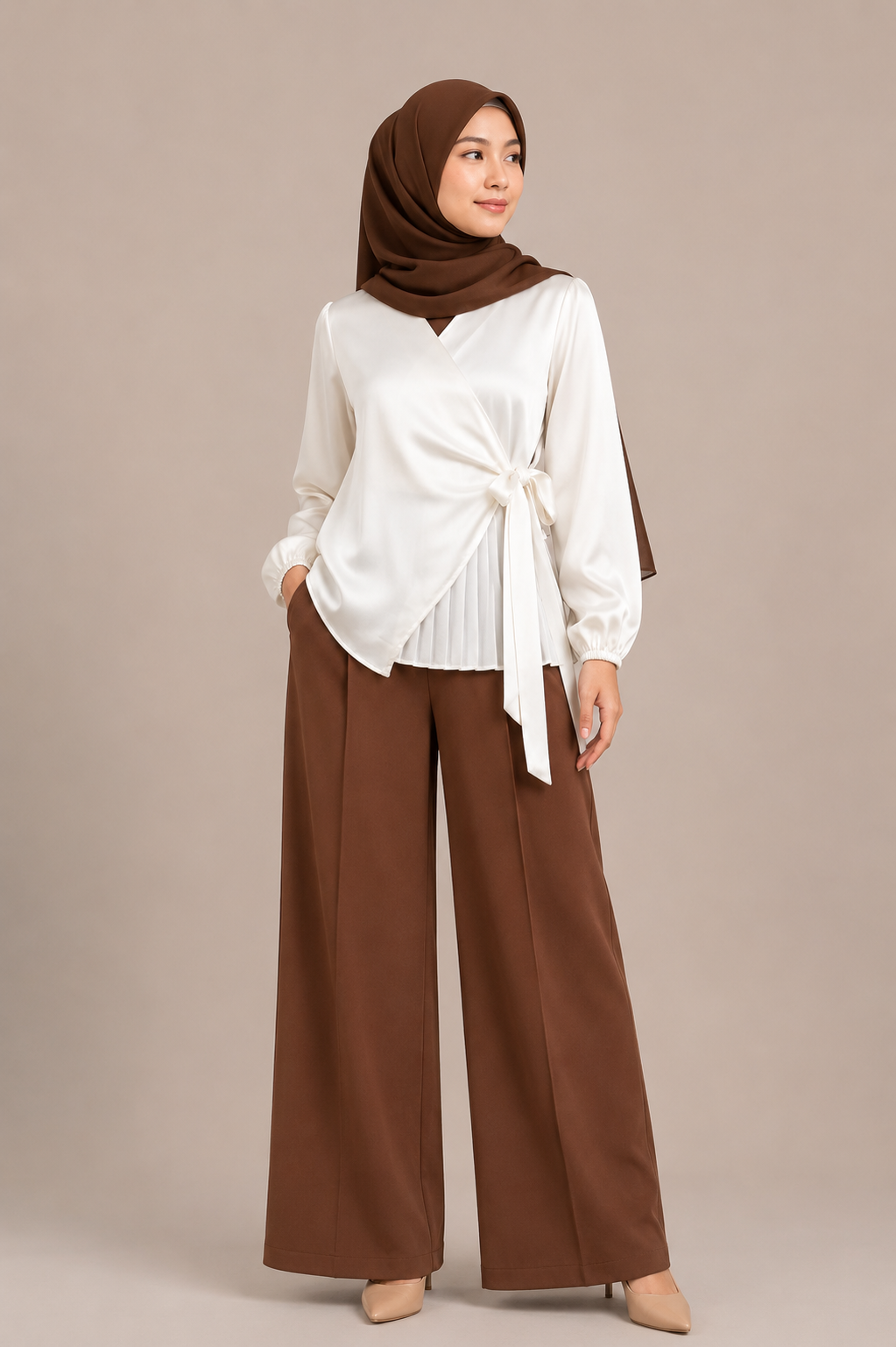 Side Pleated Silk Shirt