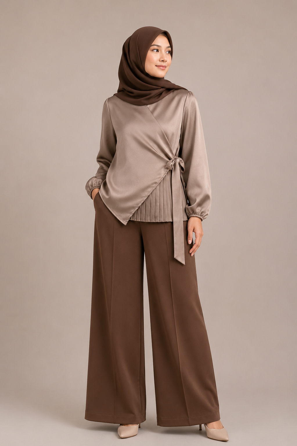 Side Pleated Silk Shirt