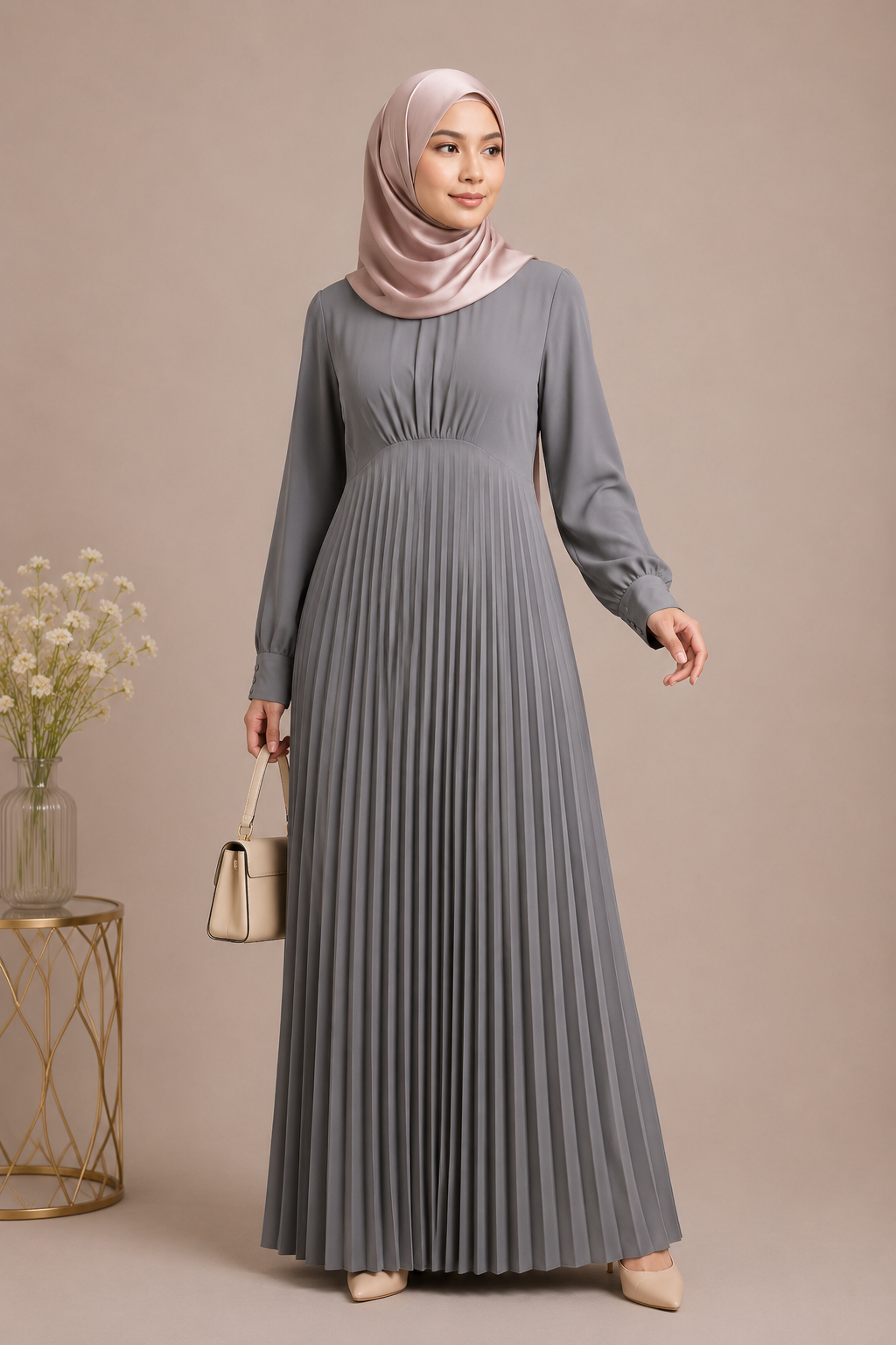 Classic front pleated dress