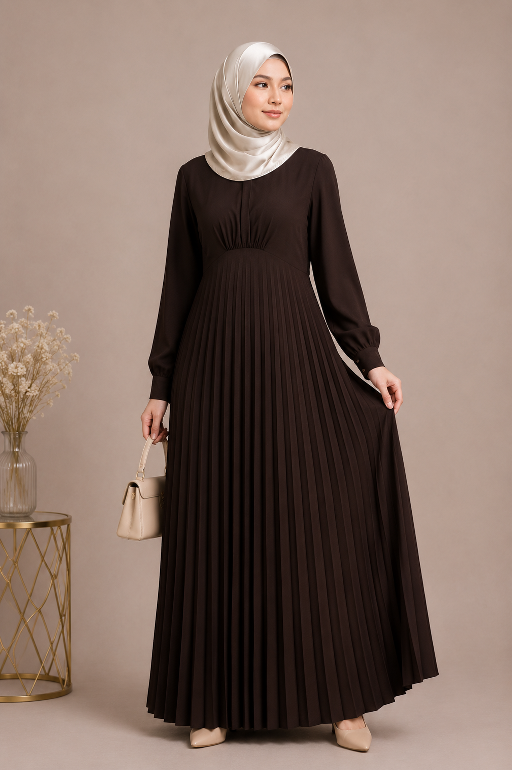 Classic front pleated dress