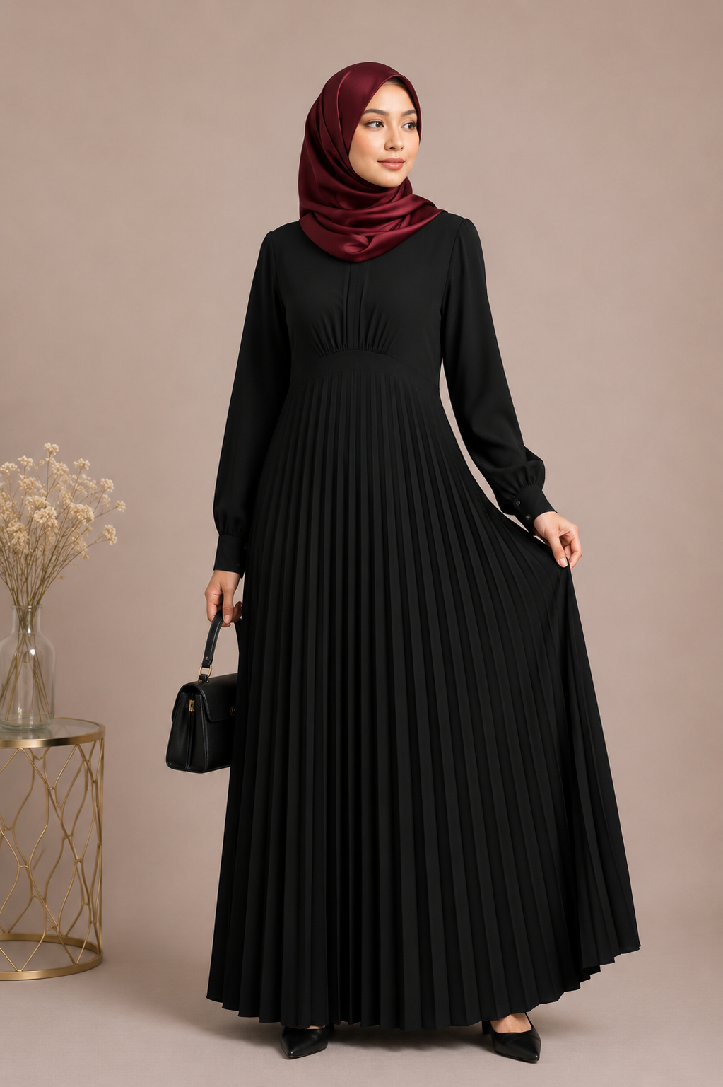 Classic front pleated dress
