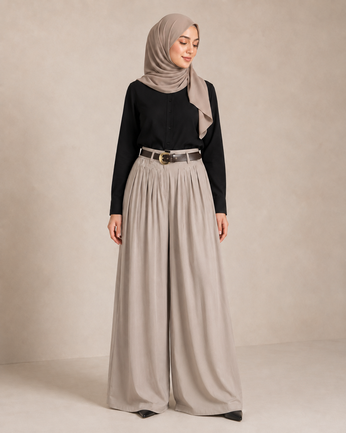 Pleated Plazo Pants
