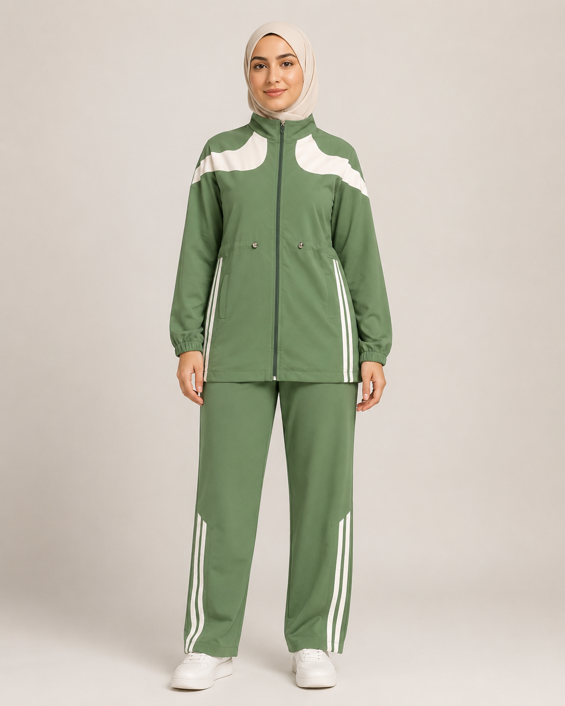 Contrast Trim Zip Set