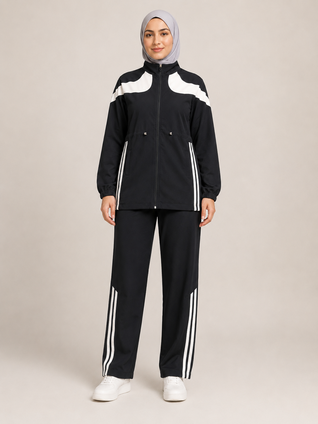 Contrast Trim Zip Set