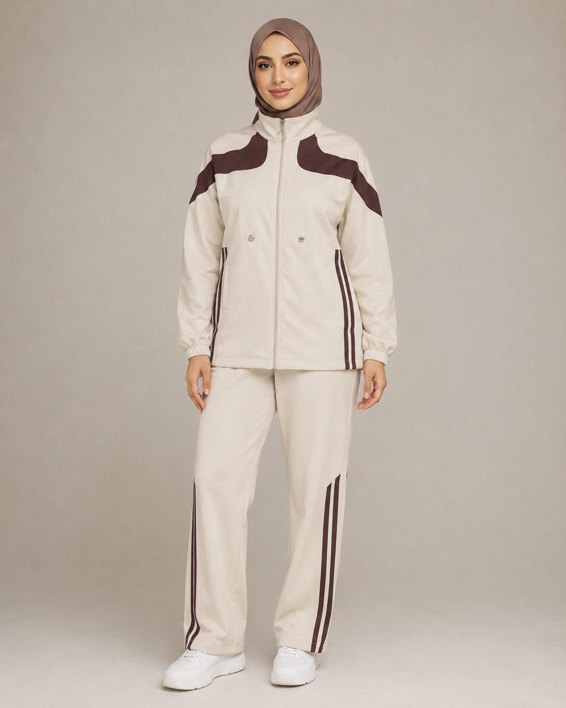 Contrast Trim Zip Set