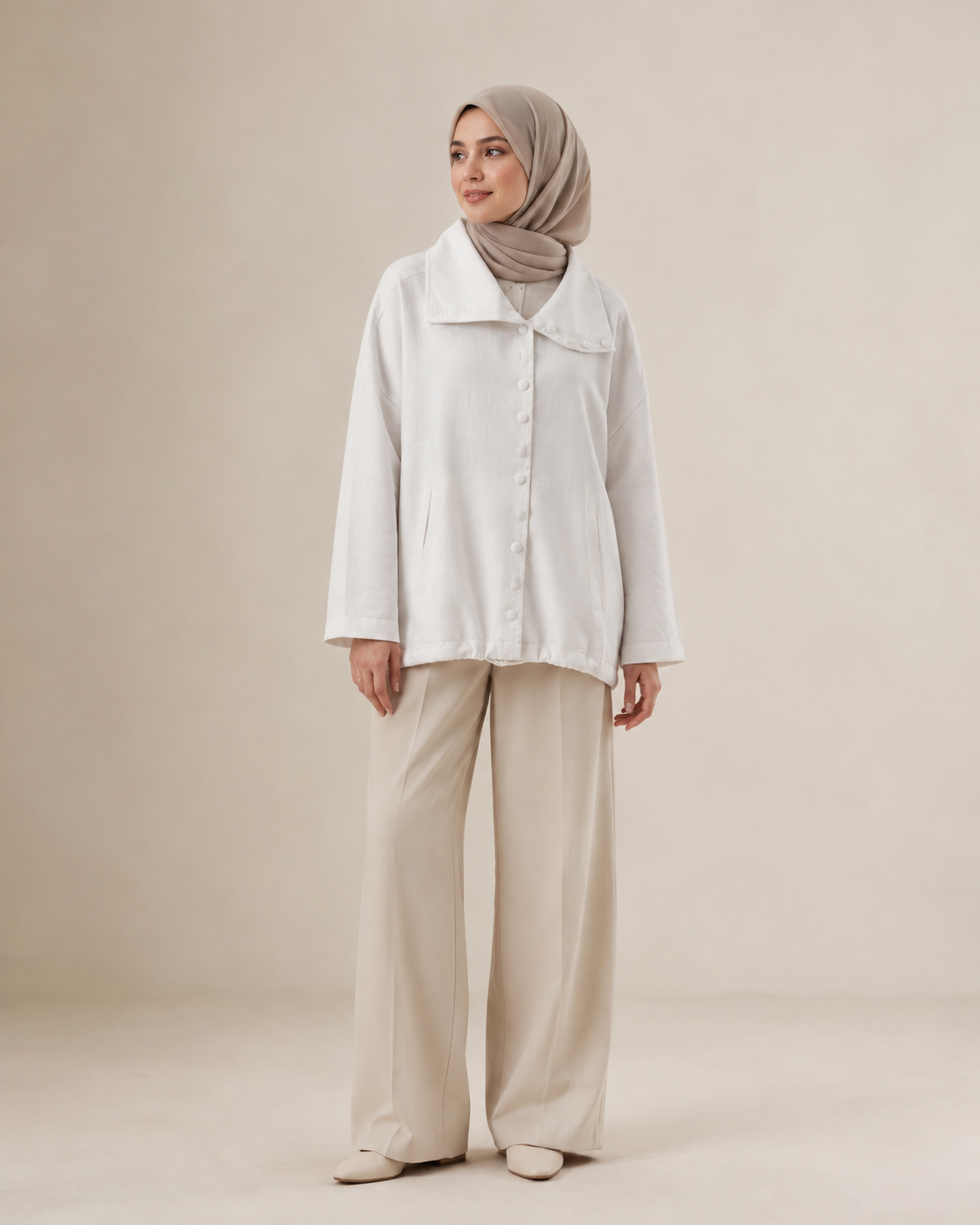 High-Collar Button Jacket