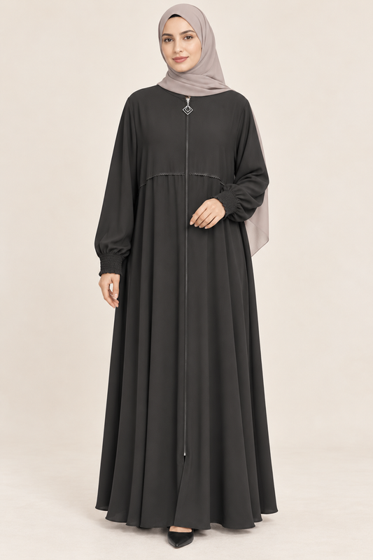 Simple Petite Lace Black Abaya