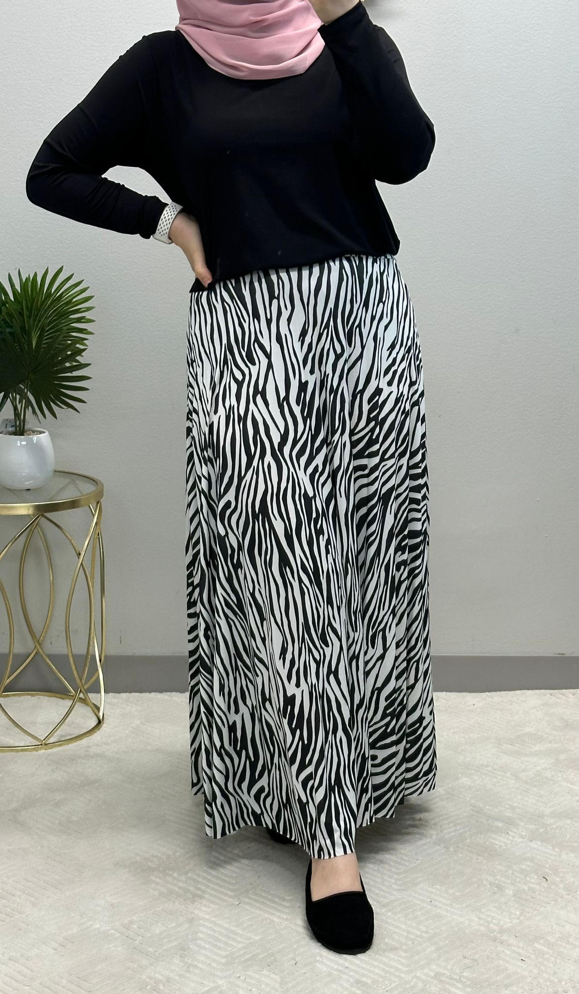 Two-piece Tiger print Lycra skirt set