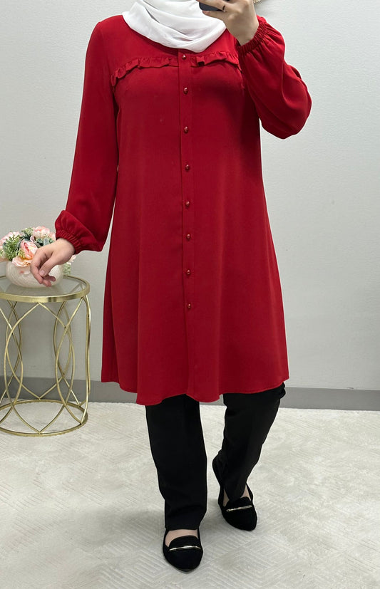 Versatile Ruffle Tunic Blouse: 9 Colors Available