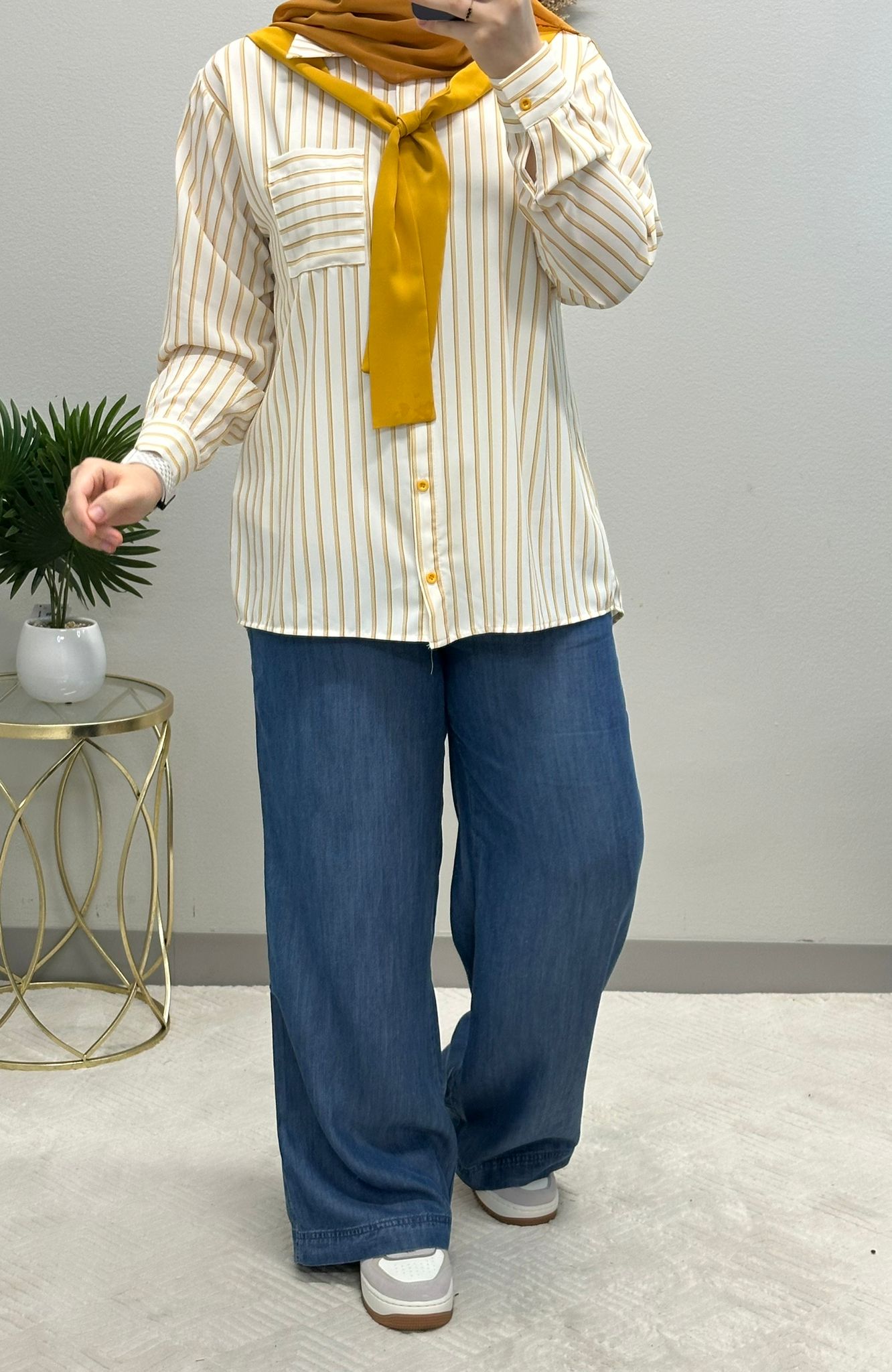 BOW tie Neck striped blouse shirt