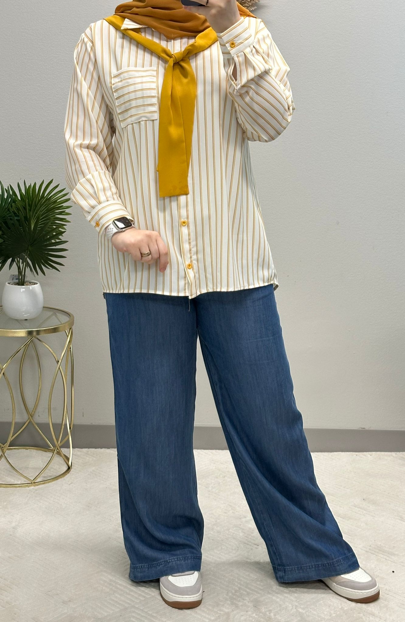 BOW tie Neck striped blouse shirt