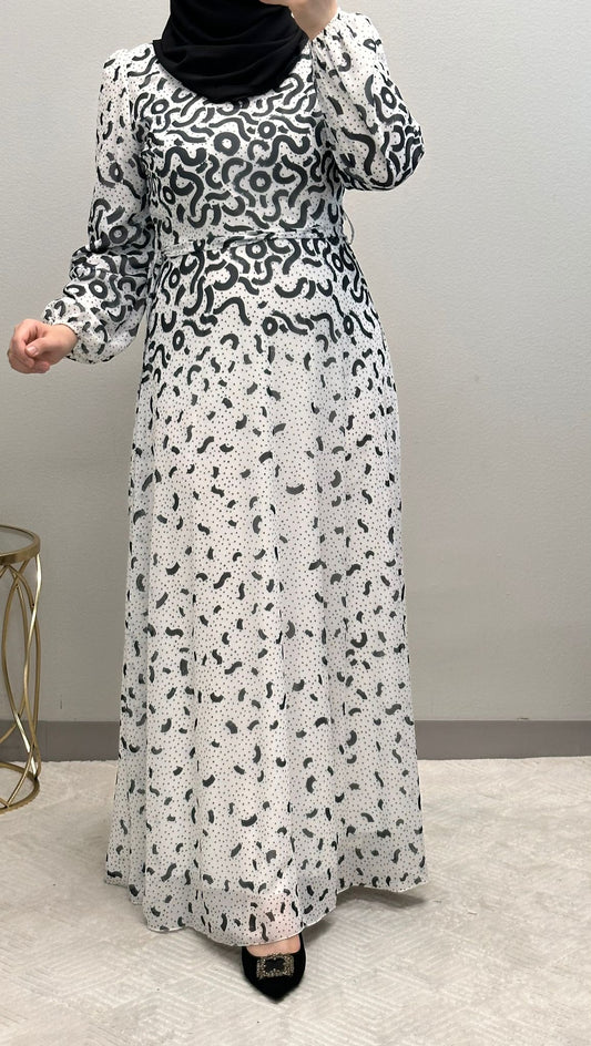 Stunning Print Maxi length chiffon dress fully lined