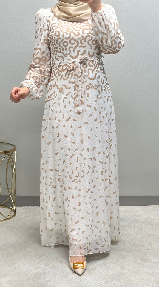 Stunning Print Maxi length chiffon dress fully lined