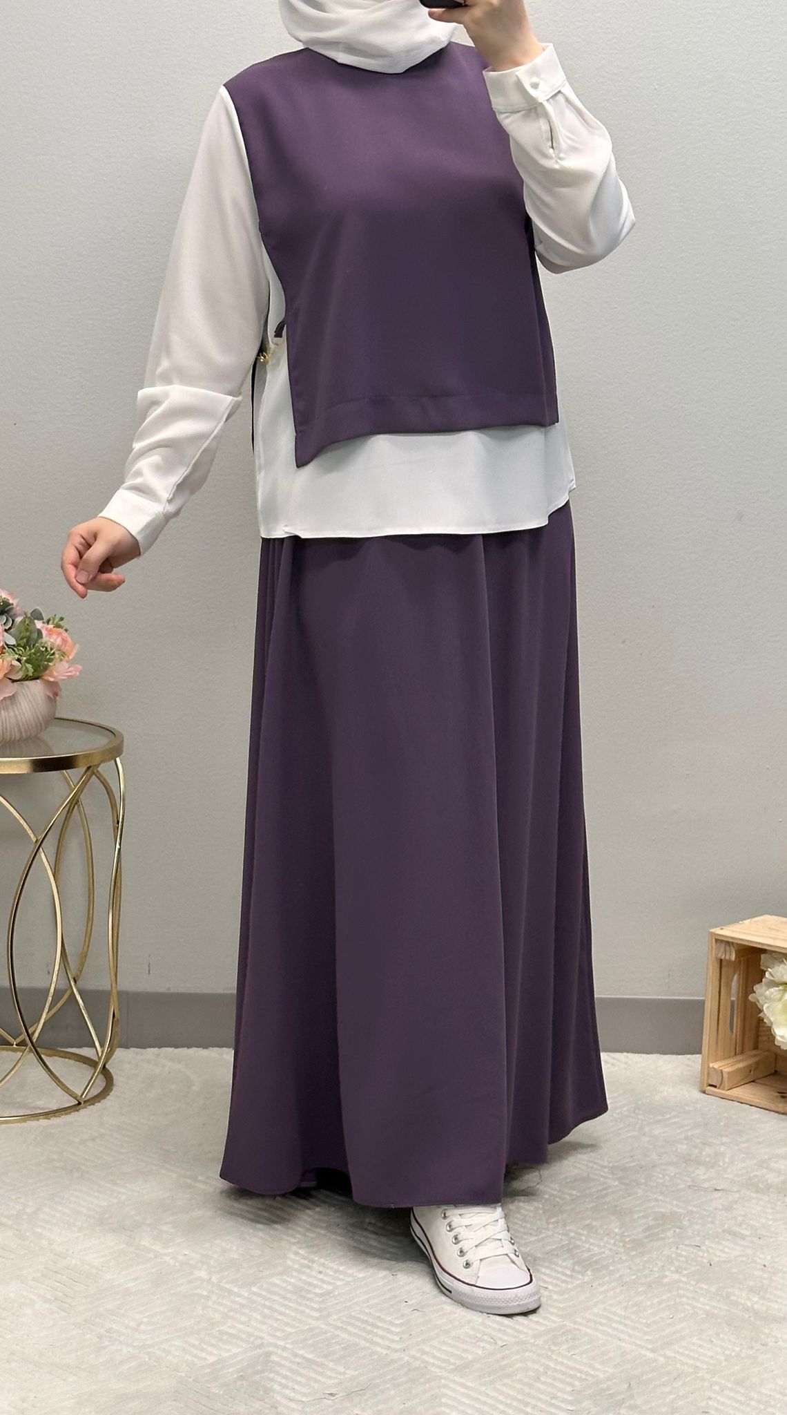 Modest Skirt Set with Accessorized Belt