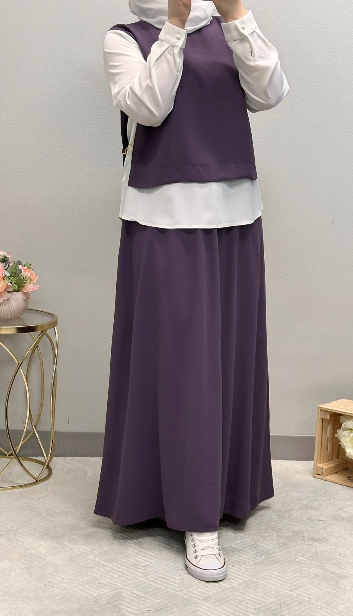 Modest Skirt Set with Accessorized Belt