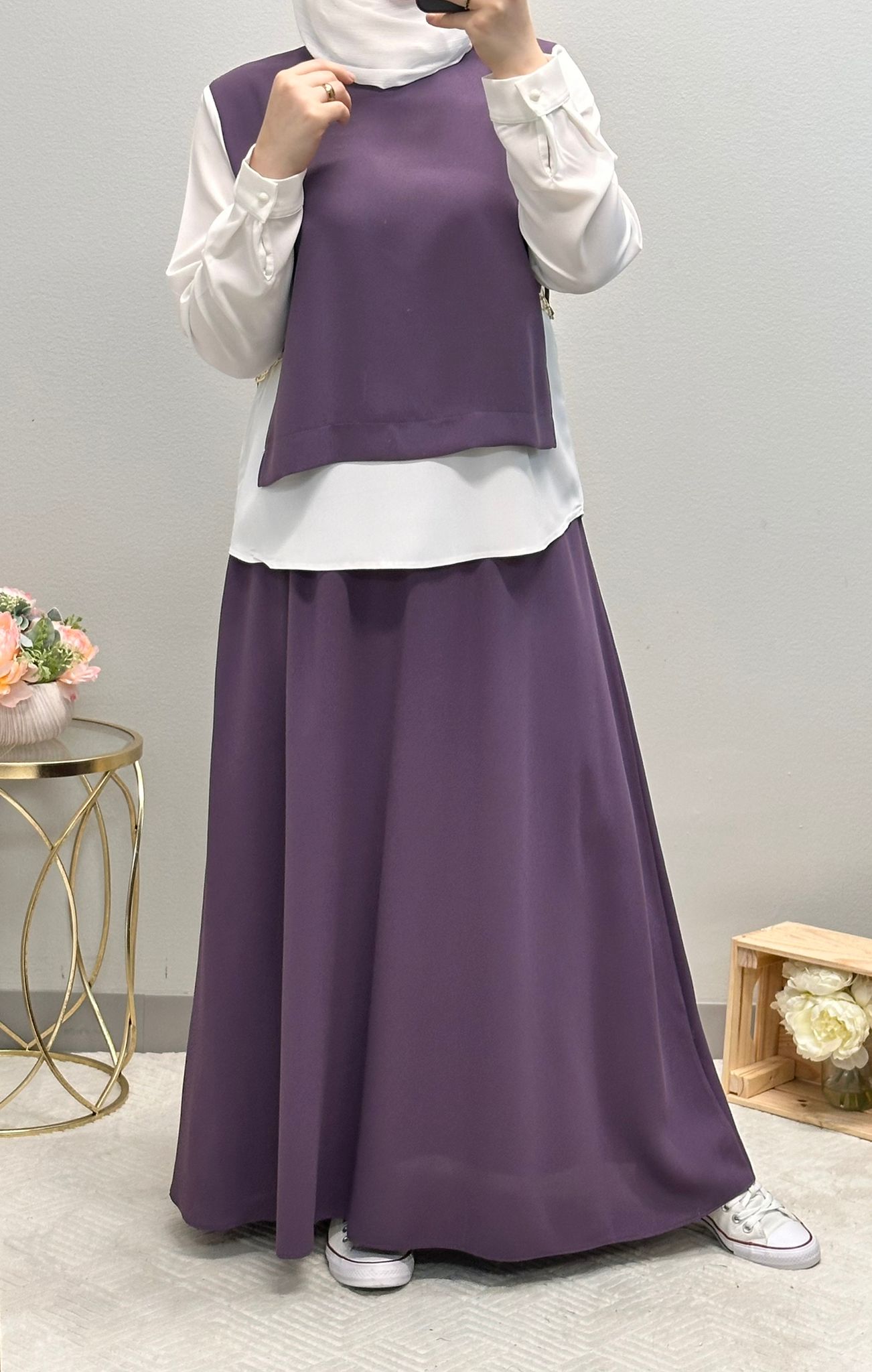 Modest Skirt Set with Accessorized Belt