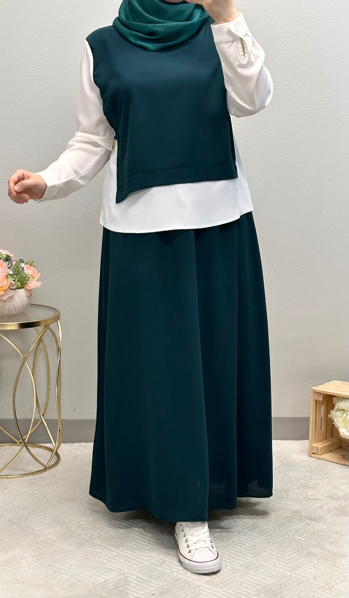 Modest Skirt Set with Accessorized Belt