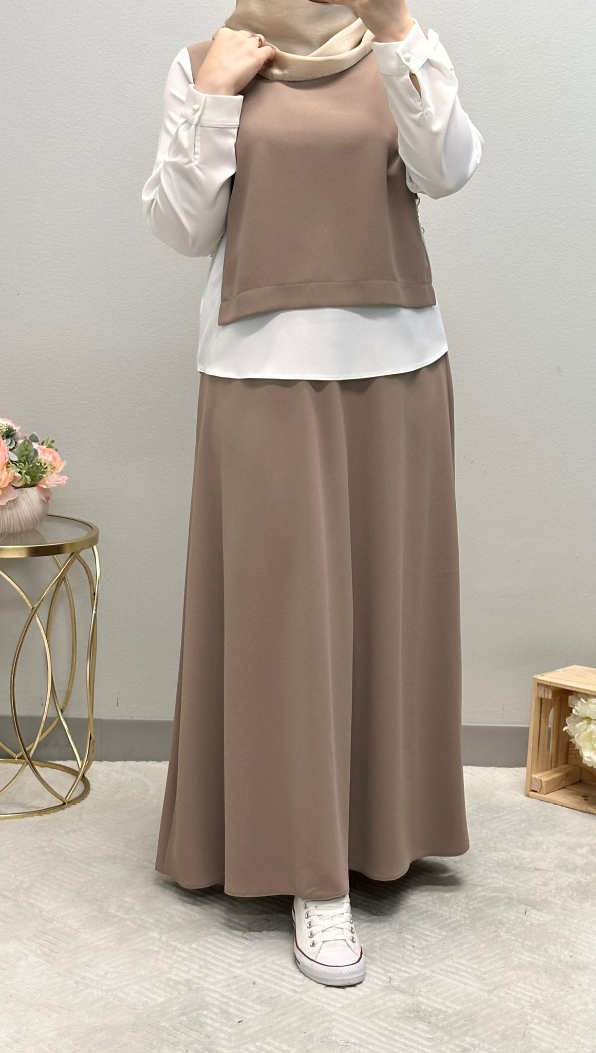 Modest Skirt Set with Accessorized Belt